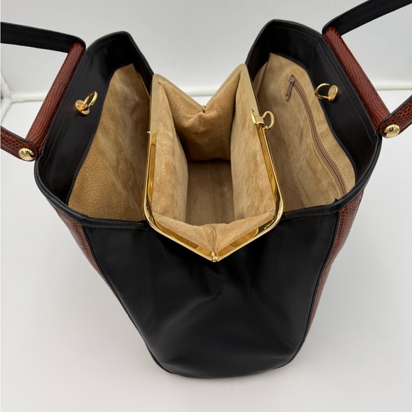 COLOMBO 1937 MILANO Black w/ Exotic Genuine LIZARD 36 FRAME Bag • Made in ITALY - Picture 15 of 15